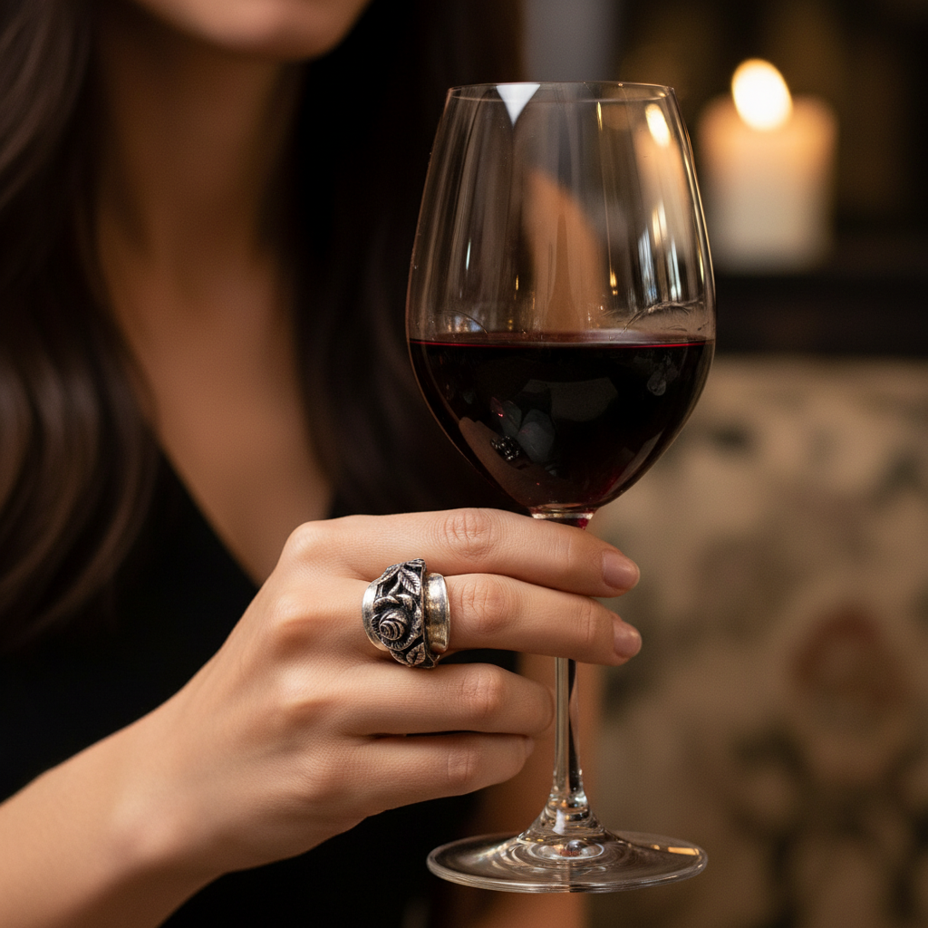 Anello Artigianale ROSA Mod. INTERO  Realizzato con intero Antico Cucchiaino in Argento (Prima Metà del ’900)