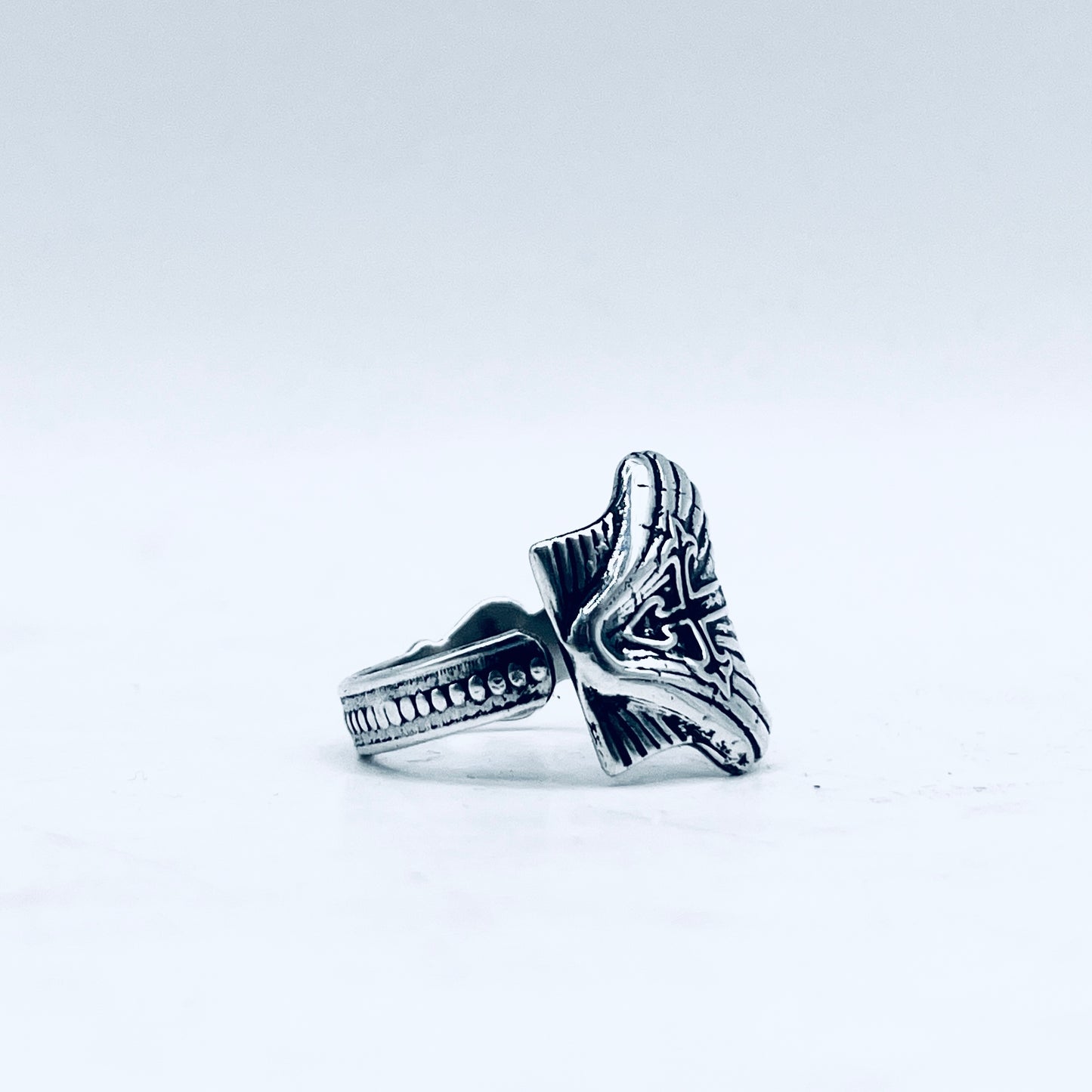 Anello Artigianale + Pendente (omaggio) SANTIAGO Mod. CLASSICO  Realizzato con Antica posata in Argento (Prima Metà del ’900)
