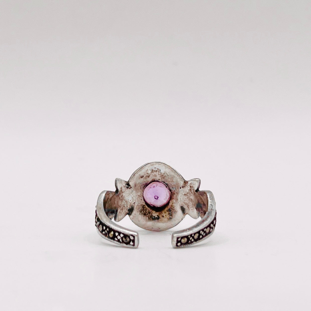 Anello Artigianale SPILLA AMETISTA MARCASSITE Mod. SPILLA Realizzato con Antica spilla in Argento (Prima Metà del ’900)