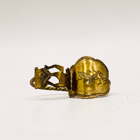 Anello Artigianale “Wayang Kulit” Mod. DOPPIO  Realizzato con Antica posata in OTTONE (Prima Metà del ’900)