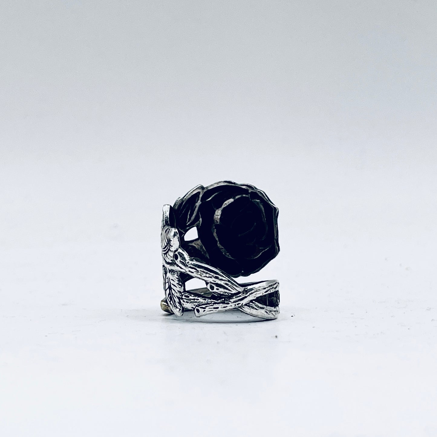 Anello Artigianale ROSA GRANDE Mod. SPIRALE/CLASSICO  Realizzato con Antica posata in Argento (Prima Metà del ’900)