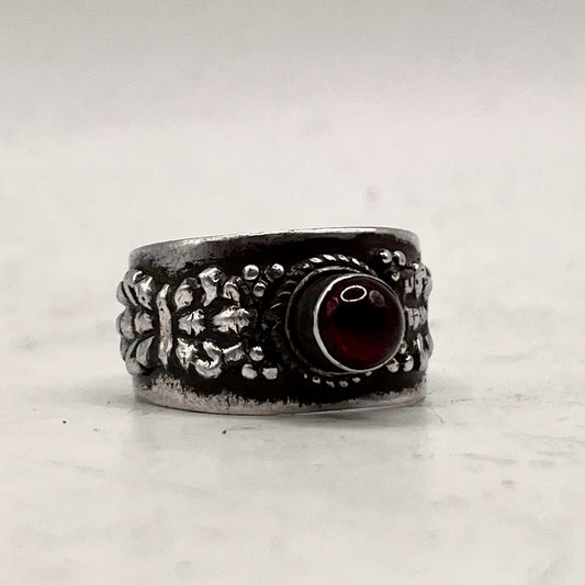 Anello Artigianale GRANATO 04 Mod. SPILLA Realizzato con Antica spilla in Argento (Prima Metà del ’900)