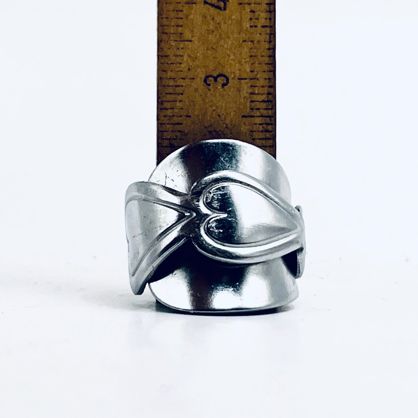 Anello Artigianale Mod. INTERO CUORI  Realizzato con intero Cucchiaino in ACCIAIO