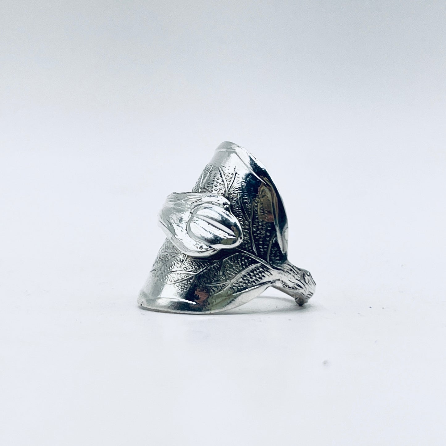 Anello Artigianale CHICCO CAFFÈ Mod. INTERO  Realizzato con intero Antico Cucchiaino in Argento (Prima Metà del ’900)