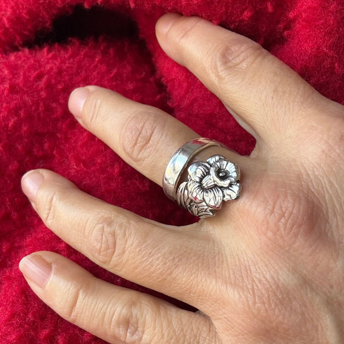 Anello Artigianale NARCISO LIGHT Mod. SPIRALE  Realizzato con Antica posata in Argento (Prima Metà del ’900)