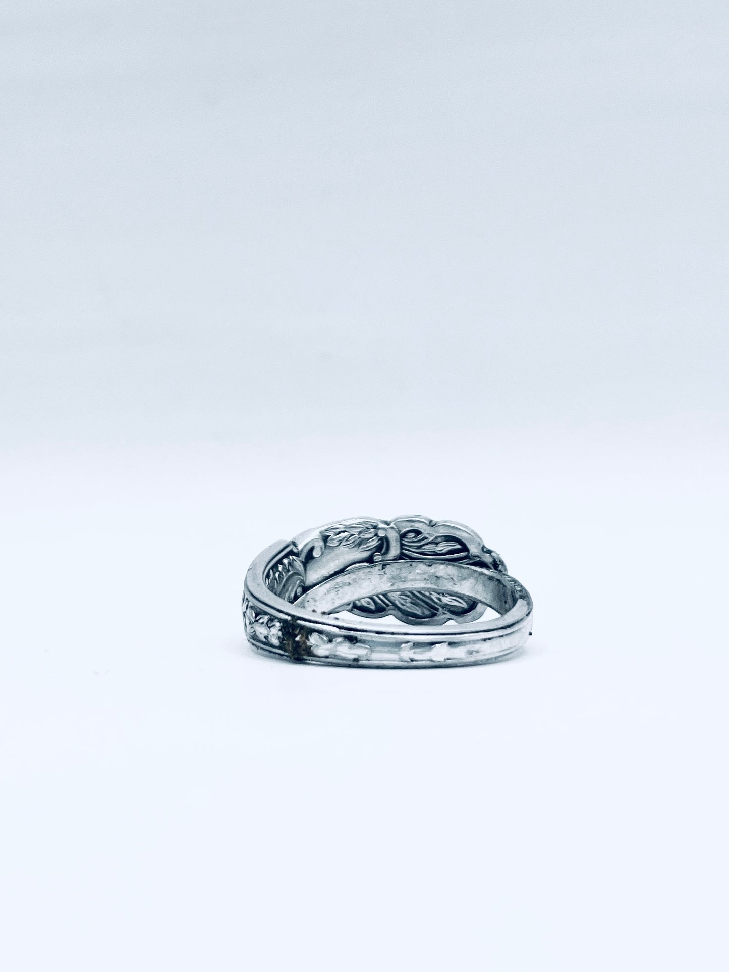 Anello Artigianale PAVONE Mod. SPIRALE/INTERO/CLASSICO  Realizzato con intero Antico Cucchiaino in Argento (Prima Metà del ’900)