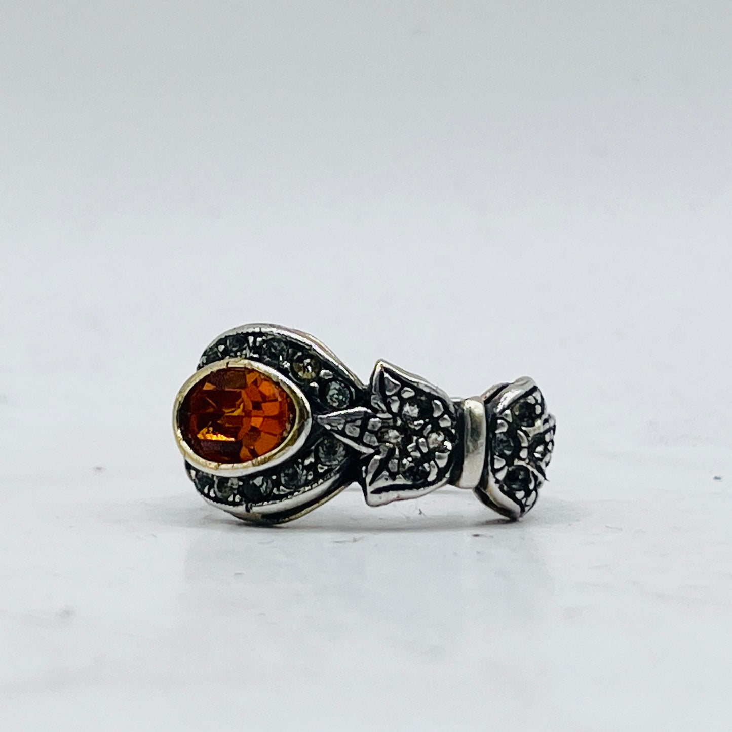Anello Artigianale SPILLA QUARZO CITRINO Mod. SPILLA Realizzato con Antica spilla in Argento (Prima Metà del ’900)