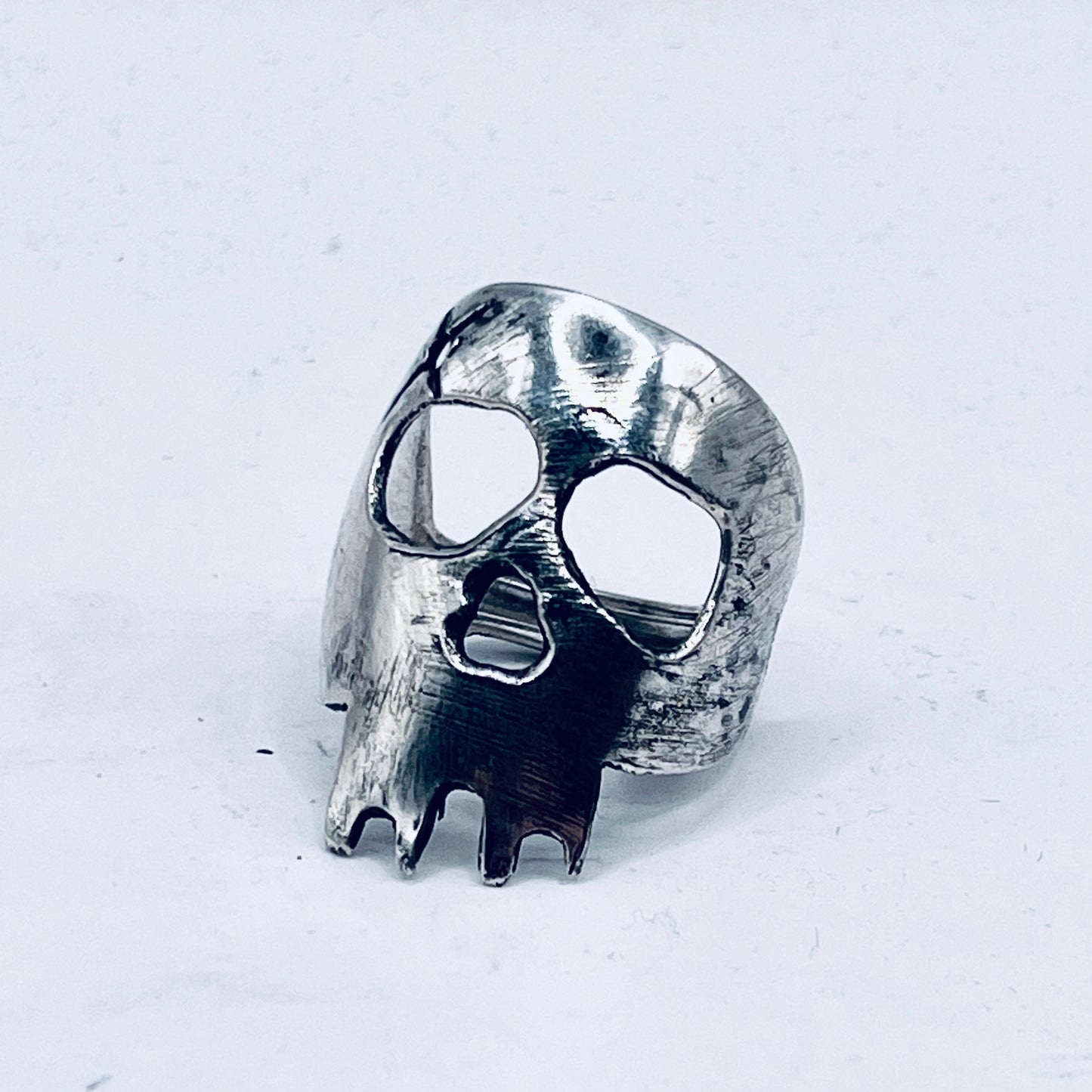 Anello Artigianale Mod. TESCHIO PALETTA  Realizzato con Antica posata in Argento (Prima Metà del ’900)