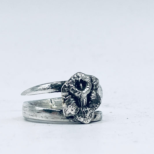 Anello Artigianale NARCISO Mod. DOPPIO REBBIO Realizzato con Antica posata in Argento (Prima Metà del ’900)