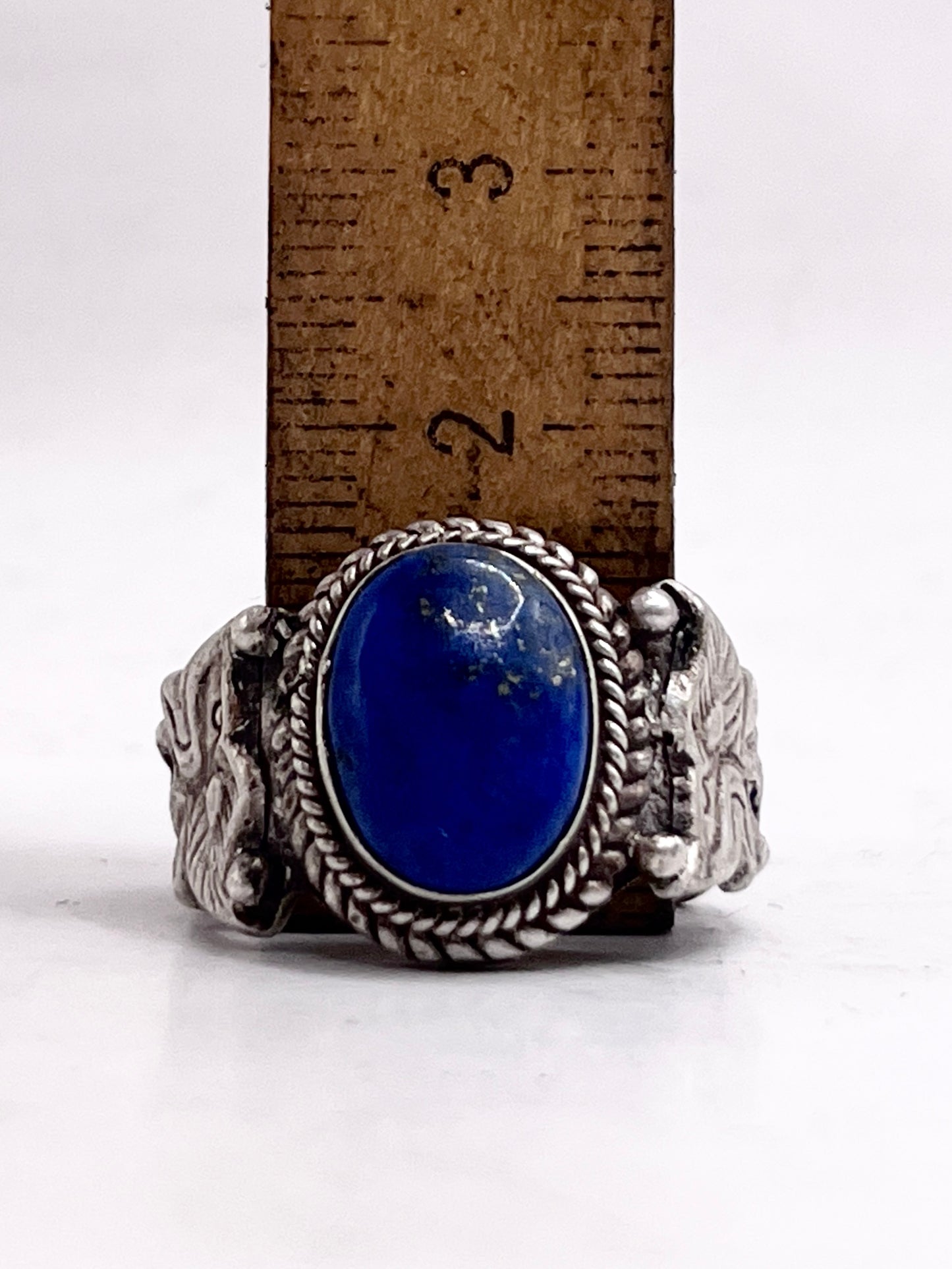 Anello Artigianale SPILLA OLTREMARE Mod. SPILLA LAPISLAZZULI Realizzato con Antica spilla in Argento (Prima Metà del ’900)