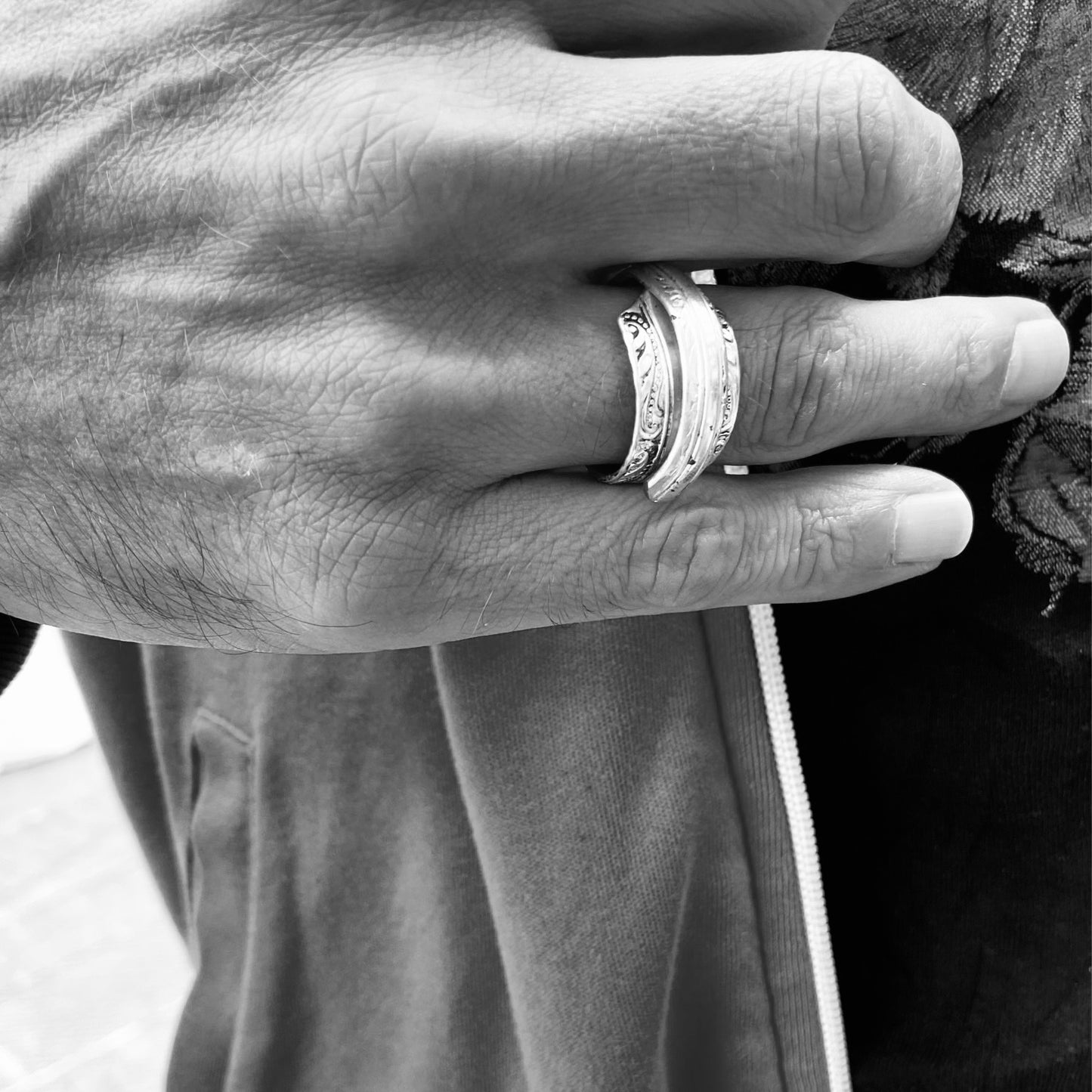 Anello Artigianale SOVRAPPOSTO Mod. CLASSICO  Realizzato con Antica posata in Argento (Prima Metà del ’900)
