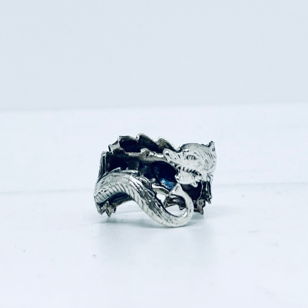 Anello Artigianale DRAGONE Mod. SPILLA Realizzato con Antica spilla in Argento (Prima Metà del ’900)
