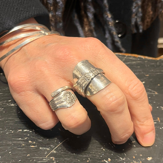 Anello Artigianale NON TI SCORDAR DI ME Mod. INTERO  Realizzato con intero Antico Cucchiaino in Argento (Prima Metà del ’900)