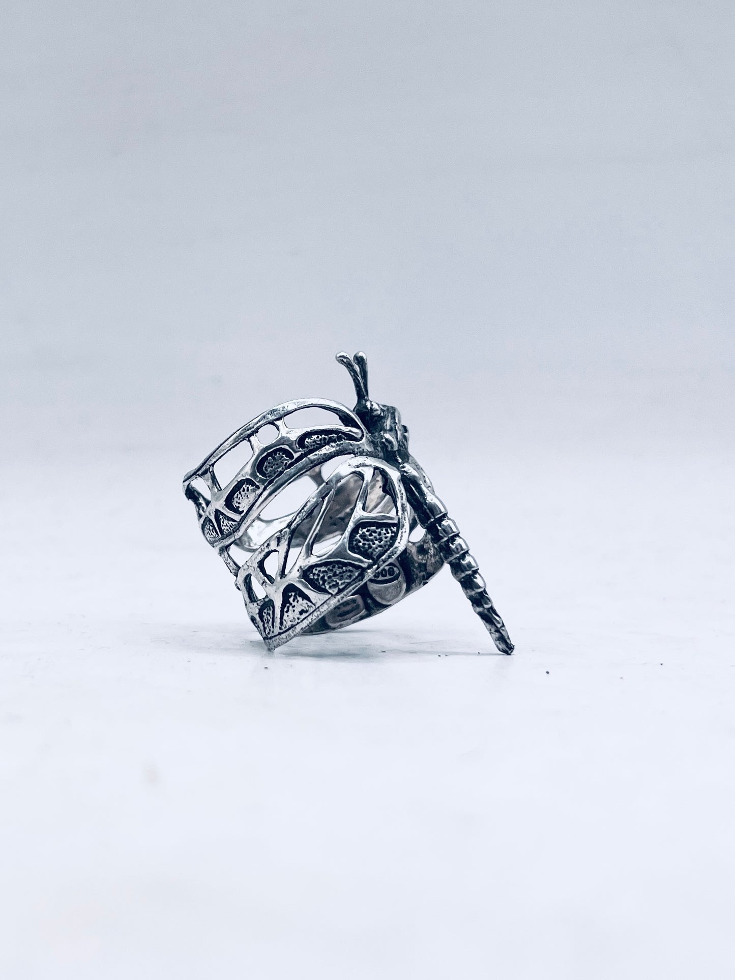 Anello Artigianale LIBELLULA Mod. SPILLA Realizzato con Antica spilla in Argento (Prima Metà del ’900)