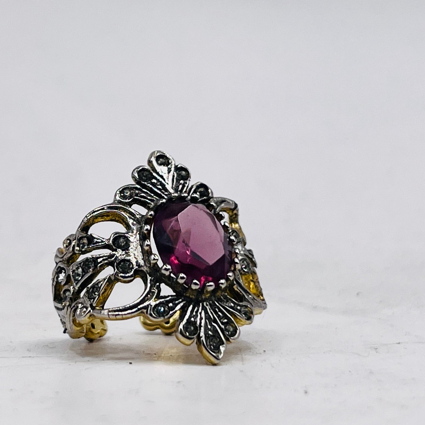 Anello Artigianale SPILLA AMETISTA Mod. SPILLA Realizzato con Antica spilla in Argento (Prima Metà del ’900)