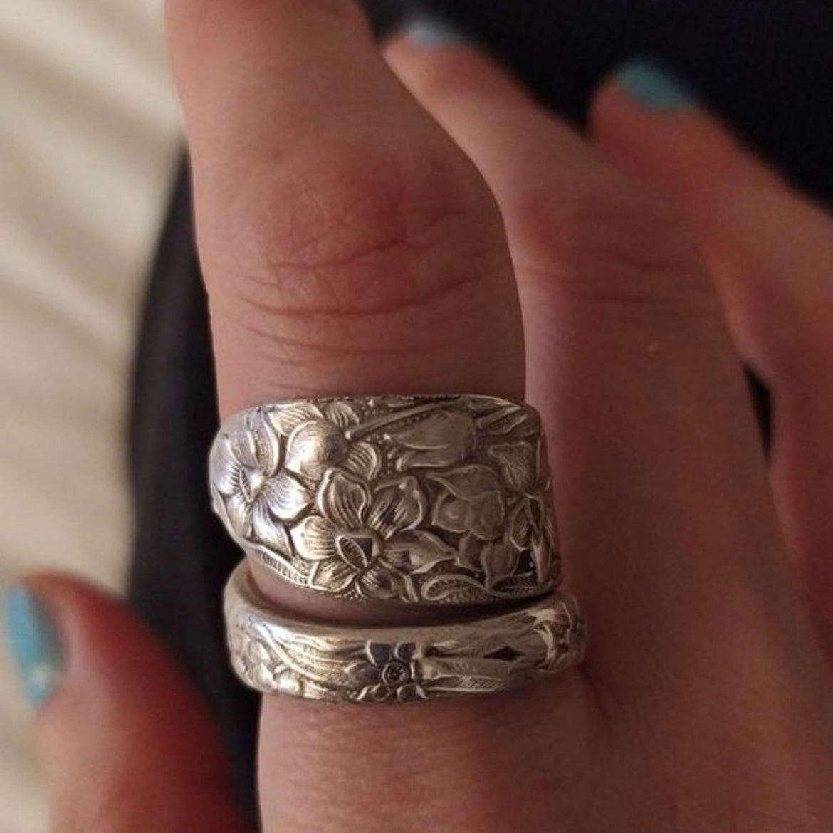 Anello Artigianale TEMPESTA DI NARCISI Mod. SPIRALE  Realizzato con Antica posata in Argento (Prima Metà del ’900)