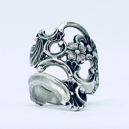 Anello Artigianale TRAFORATO Mod. CLASSICO/SPIRALE  Realizzato con Antica posata in Argento (Prima Metà del ’900)