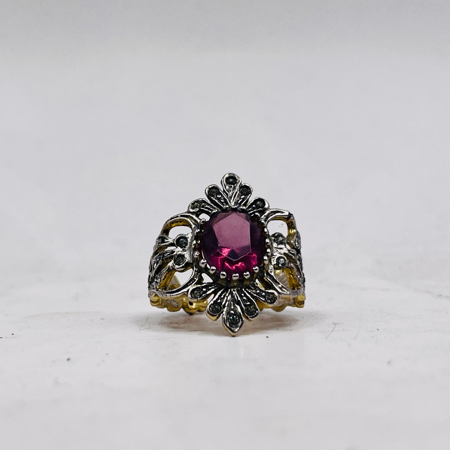 Anello Artigianale SPILLA AMETISTA Mod. SPILLA Realizzato con Antica spilla in Argento (Prima Metà del ’900)