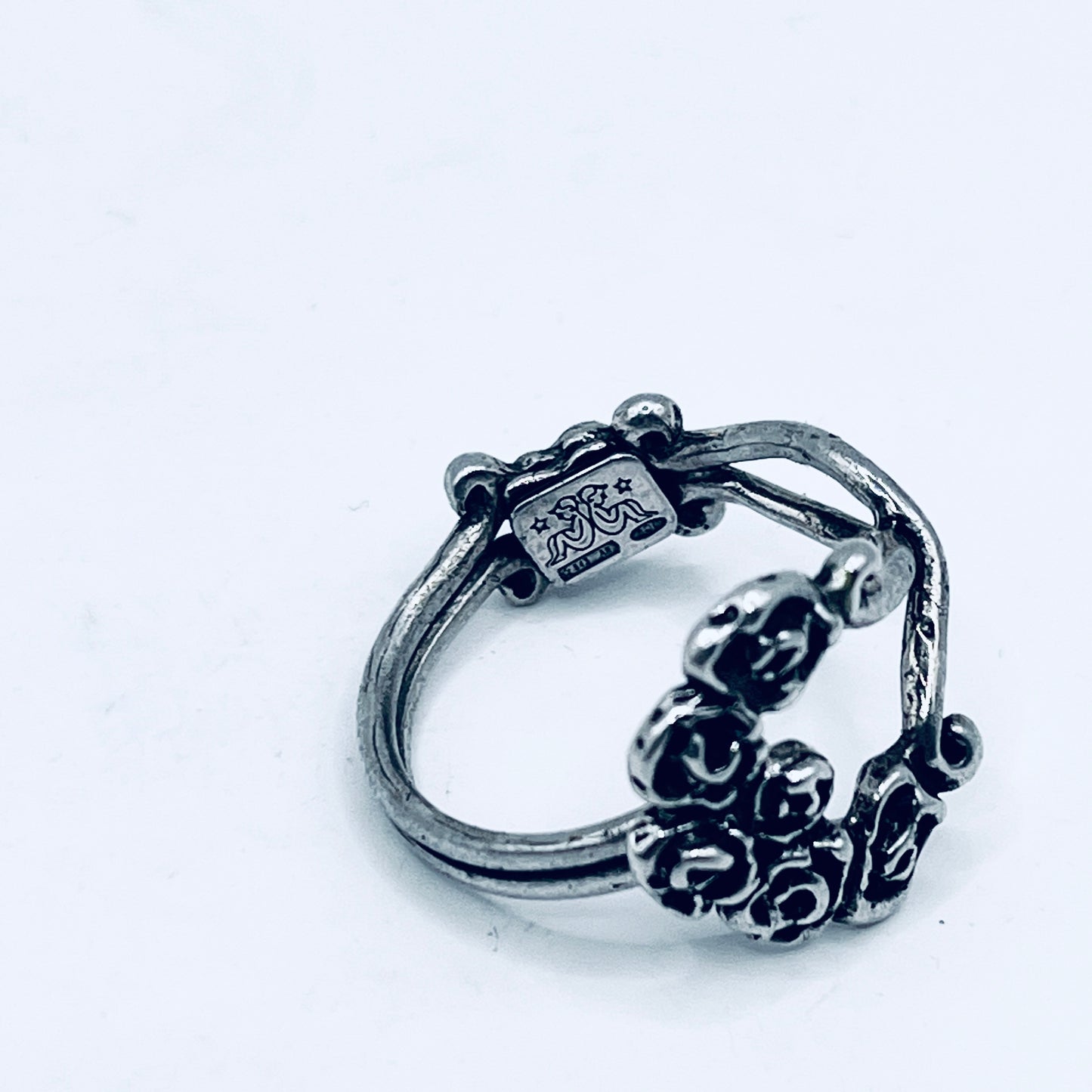 Anello Artigianale CORONA DI FIORI Mod. CLASSICO  + PENDENTE IN OMAGGIO Realizzato con intero Antico Cucchiaino in Argento 800(Prima Metà del ’900)