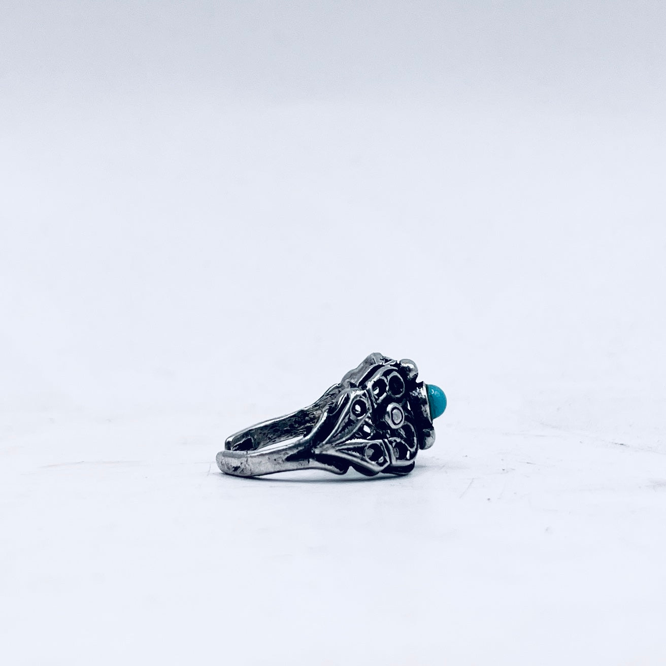 Anello Artigianale SPILLA TURCHESE Mod. SPILLA Realizzato con Antica spilla in Argento (Prima Metà del ’900)