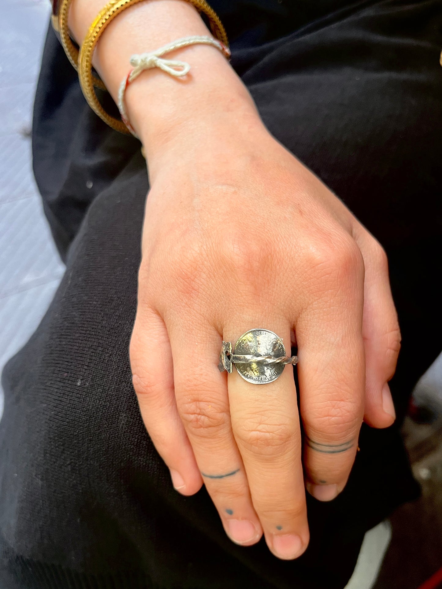 Anello Artigianale Mod. INTERO LEONE DI GIUDA e MENELIK  Realizzato con intero Antico Cucchiaino in Argento (Prima Metà del ’900)