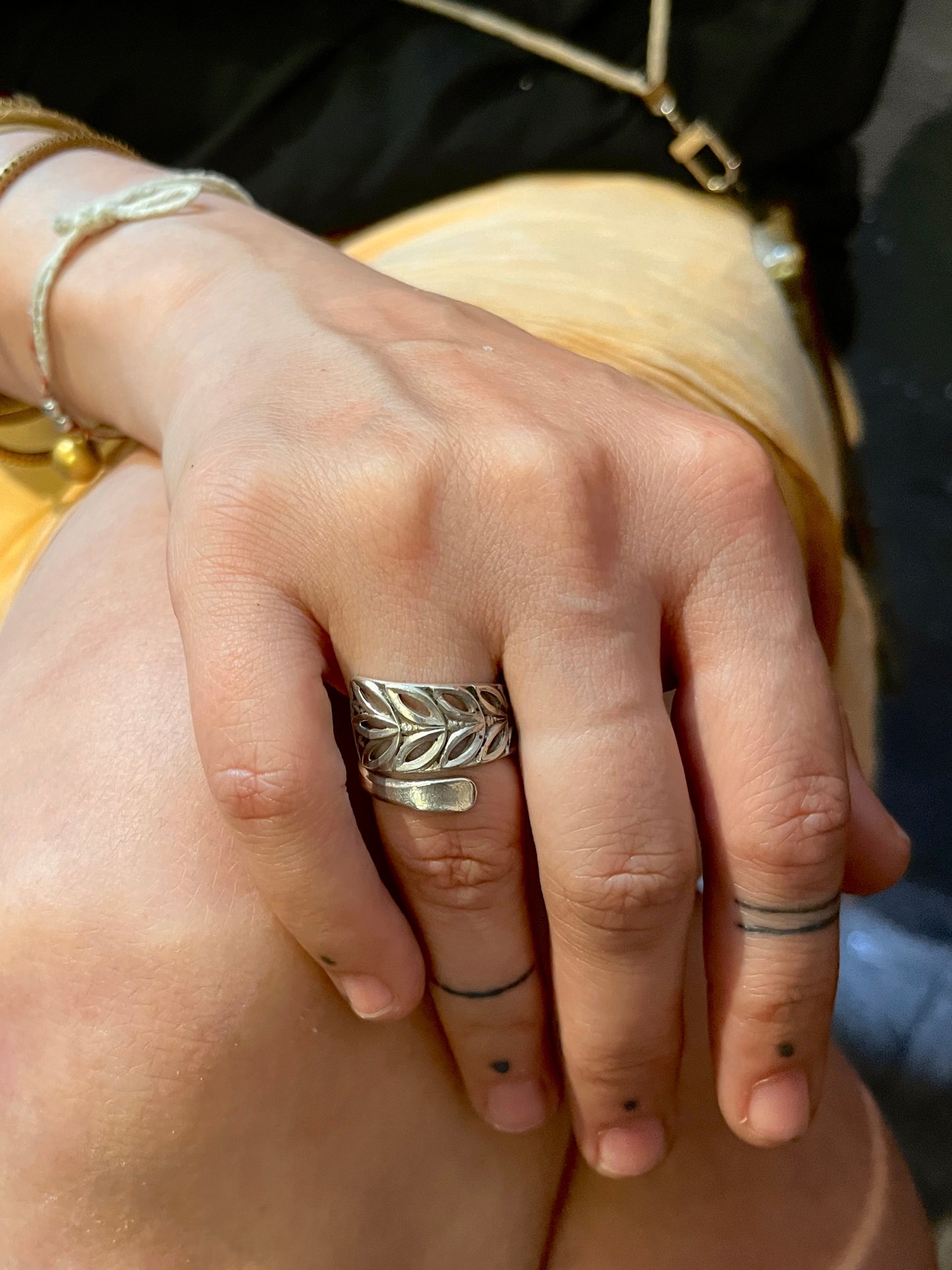 Anello Artigianale SPIGA DI LOTO Mod. SPIRALE/CLASSICO  Realizzato con Antica posata in Argento (Prima Metà del ’900)