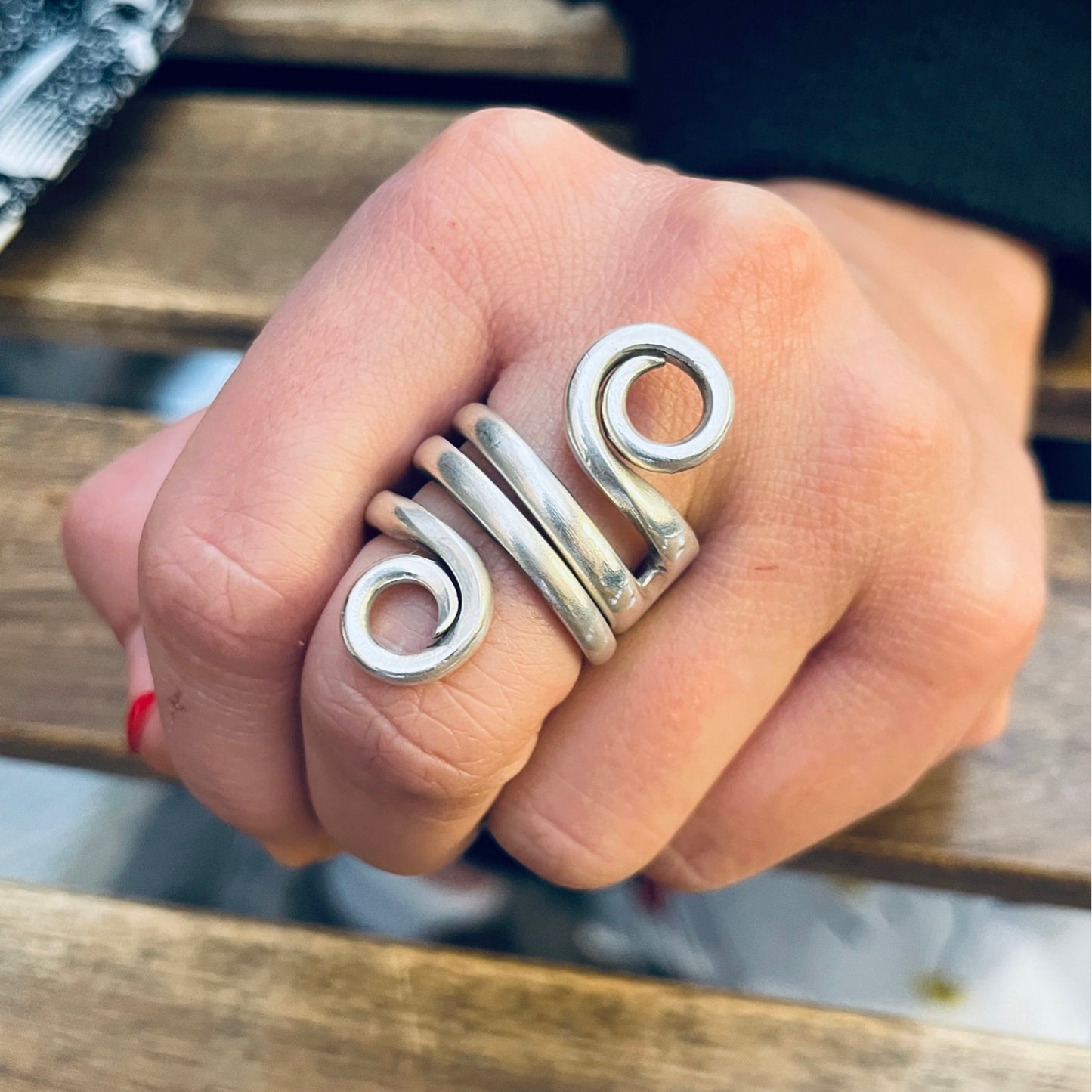 Anello Artigianale Combinabile Mod. FORCHETTINA CAPRICCIO Realizzato con parte di antica forchettina in Argento (Prima Metà del ’900) (Copia)