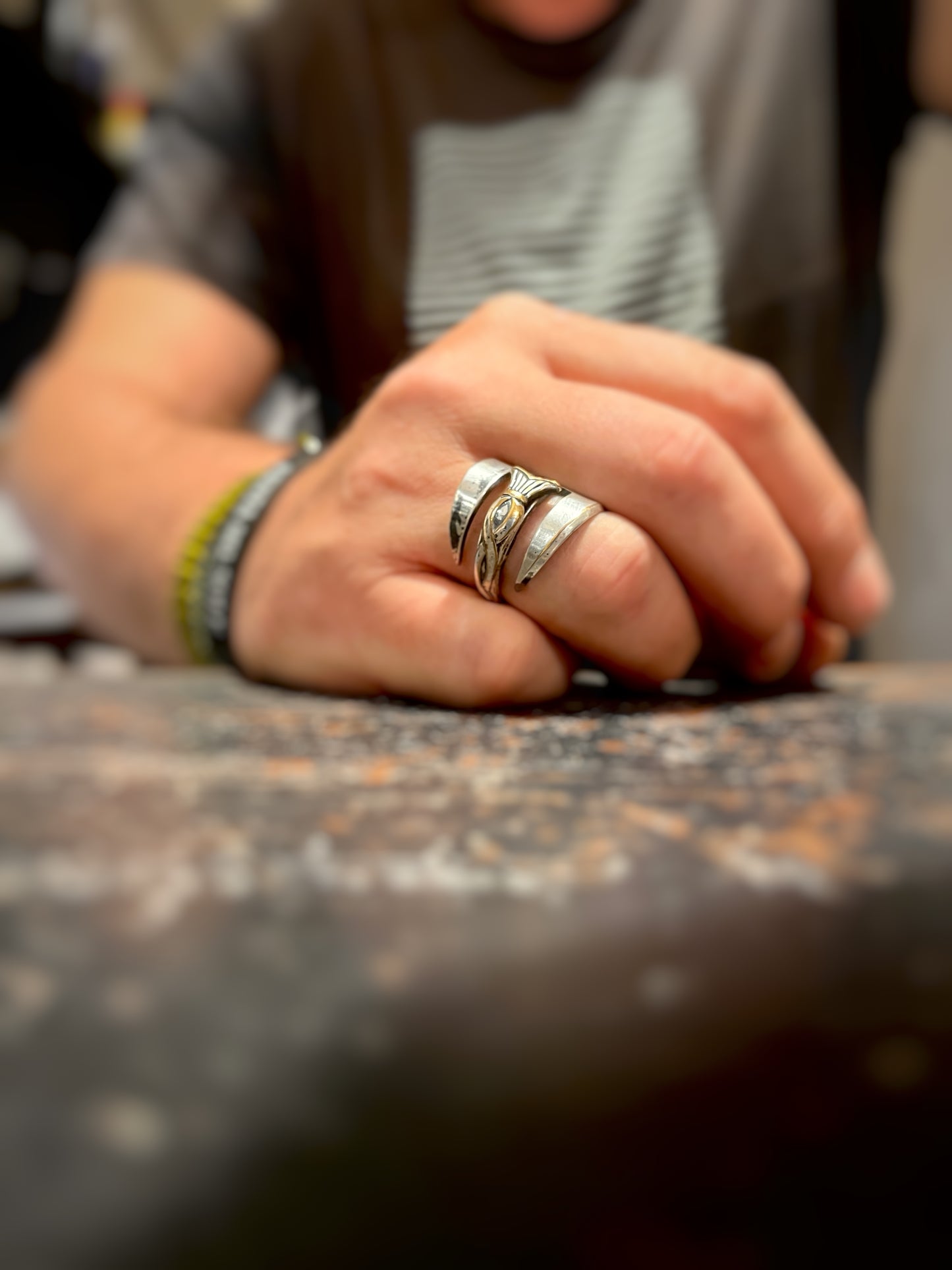 Anello Artigianale Mod. FORCHETTA TRIDENTE UOMO  Realizzato con Antica posata in Argento (Prima Metà del ’900)