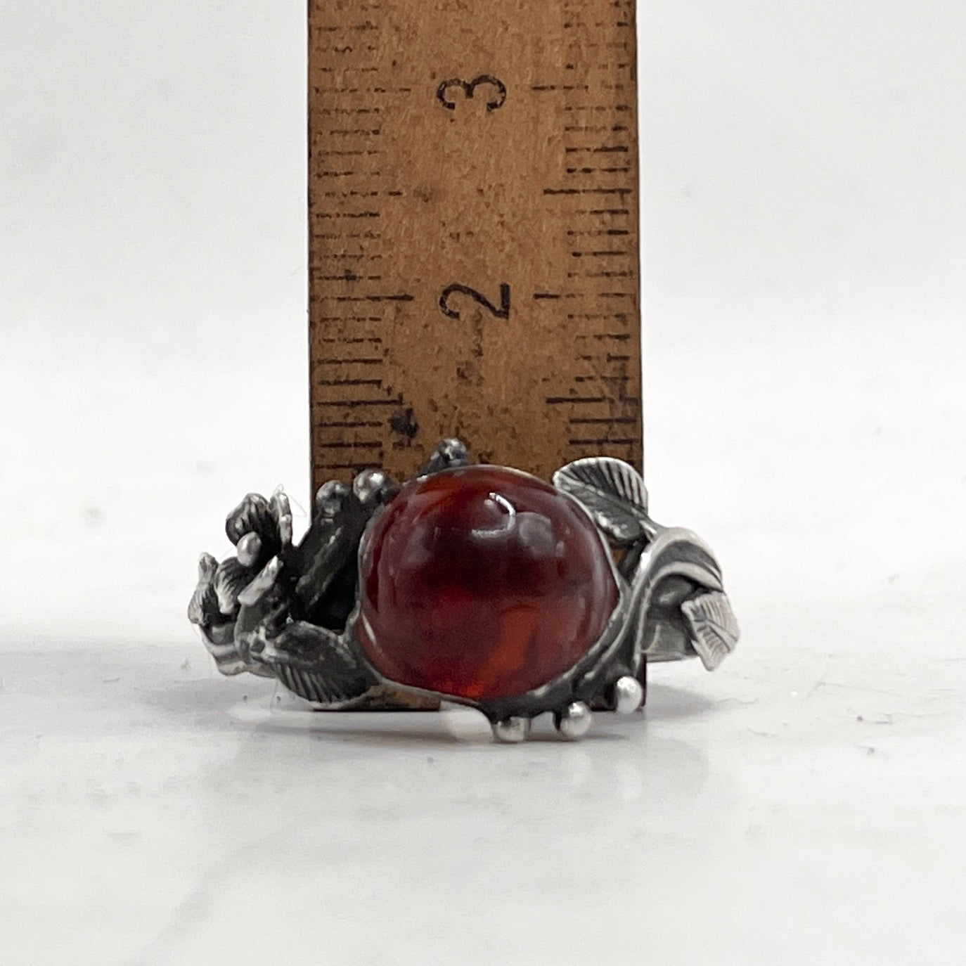 Anello Artigianale SPILLA AMBRA Mod. SPILLA Realizzato con Antica spilla in Argento (Prima Metà del ’900)
