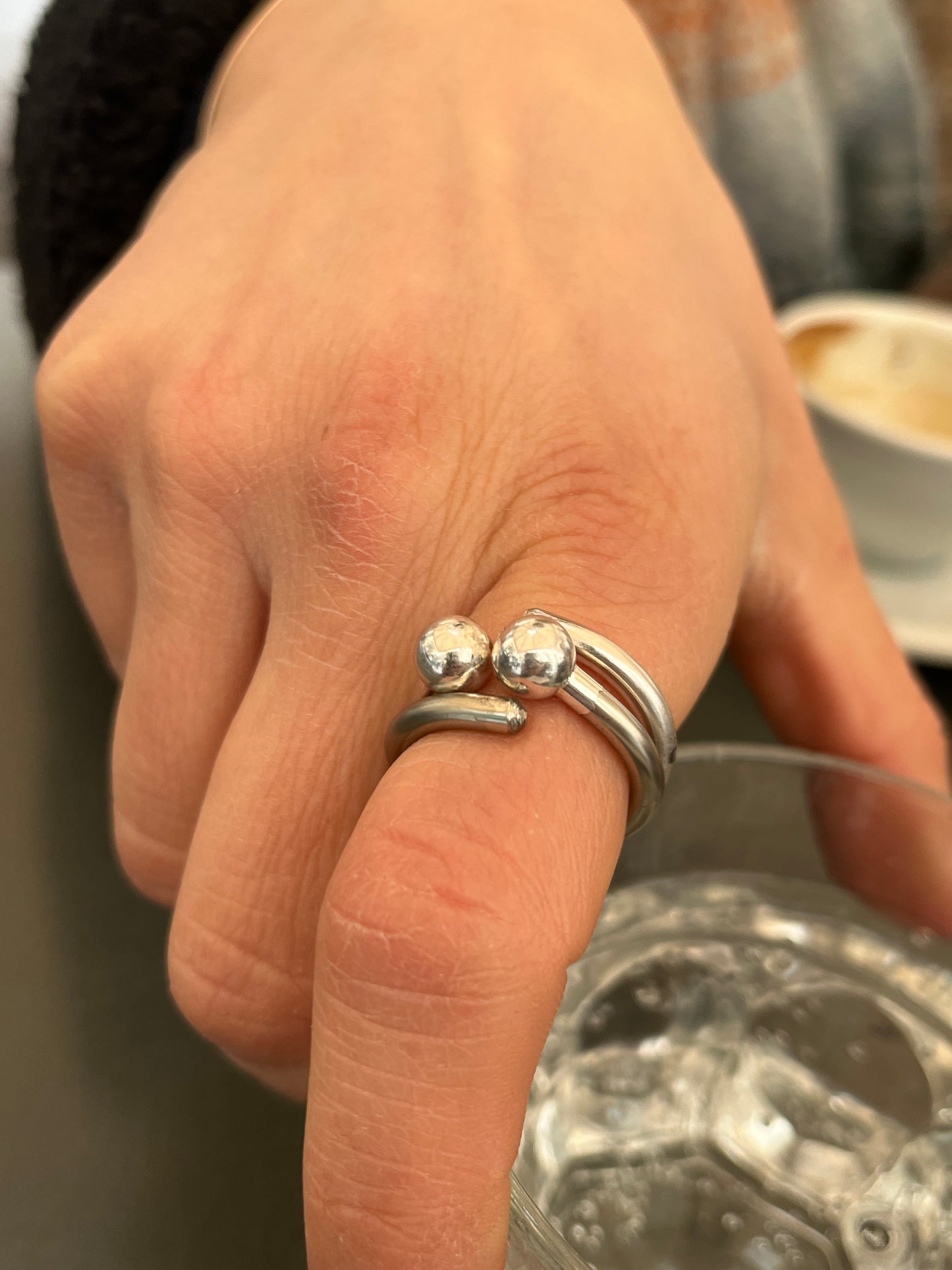 Anello Artigianale PALLINE Mod. CLASSICO  Realizzato con Antica posata in Argento (Prima Metà del ’900)