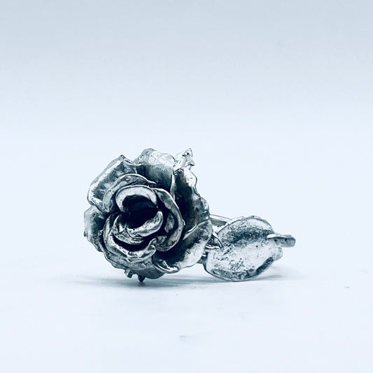 Anello Artigianale + Orecchini (omaggio) ROSA 02 Mod. CLASSICO  Realizzato con Antica SPILLA in Argento 800(Prima Metà del ’900)