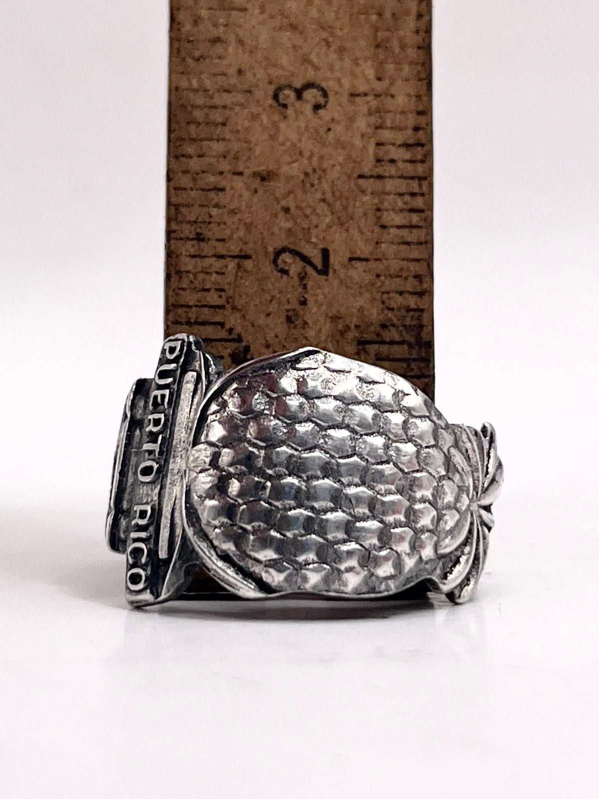Anello Ananas Puerto Rico ricavato da una posata antica in lega d’argento – vista 9
