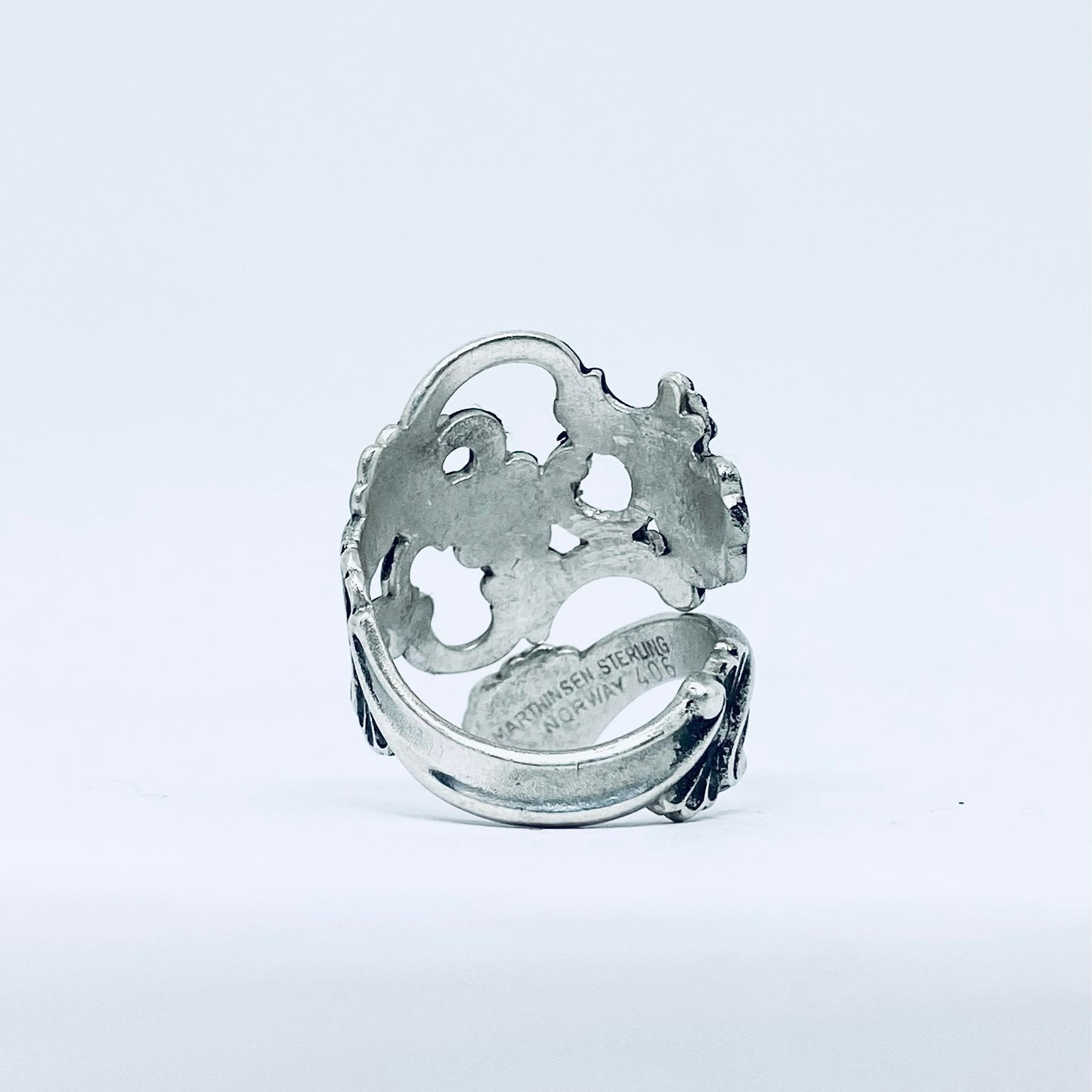 Anello Artigianale TRAFORATO Mod. CLASSICO/SPIRALE  Realizzato con Antica posata in Argento (Prima Metà del ’900)