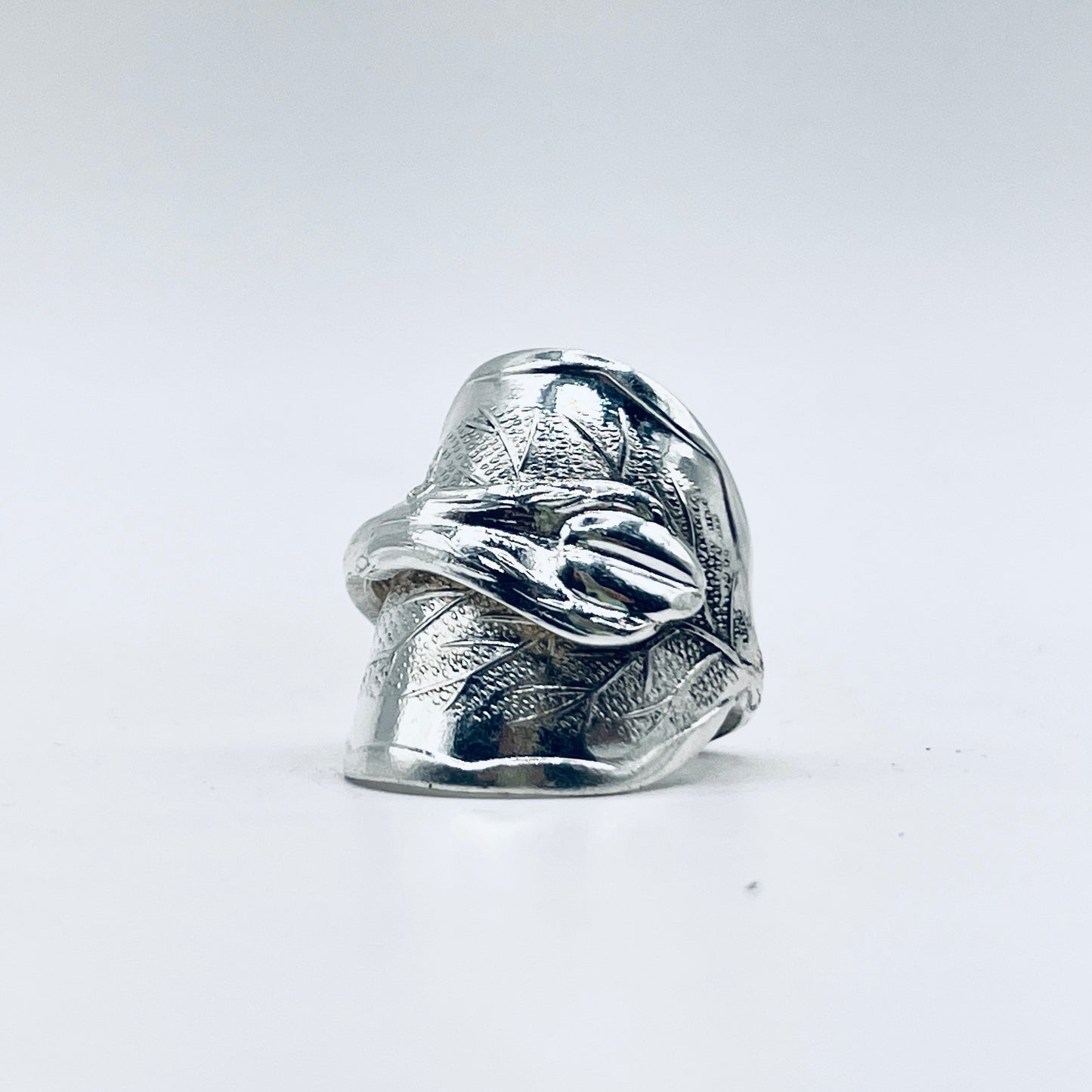 Anello Artigianale CHICCO CAFFÈ Mod. INTERO  Realizzato con intero Antico Cucchiaino in Argento (Prima Metà del ’900)