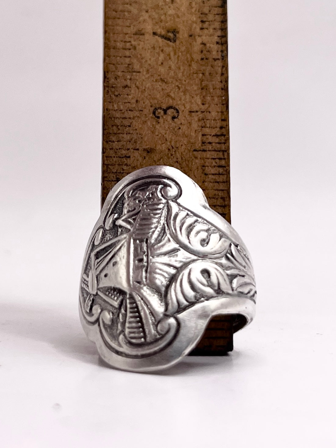 Anello Artigianale MULINO A VENTO  Mod. CLASSICO Realizzato con Antica posata in Argento (Prima Metà del ’900)
