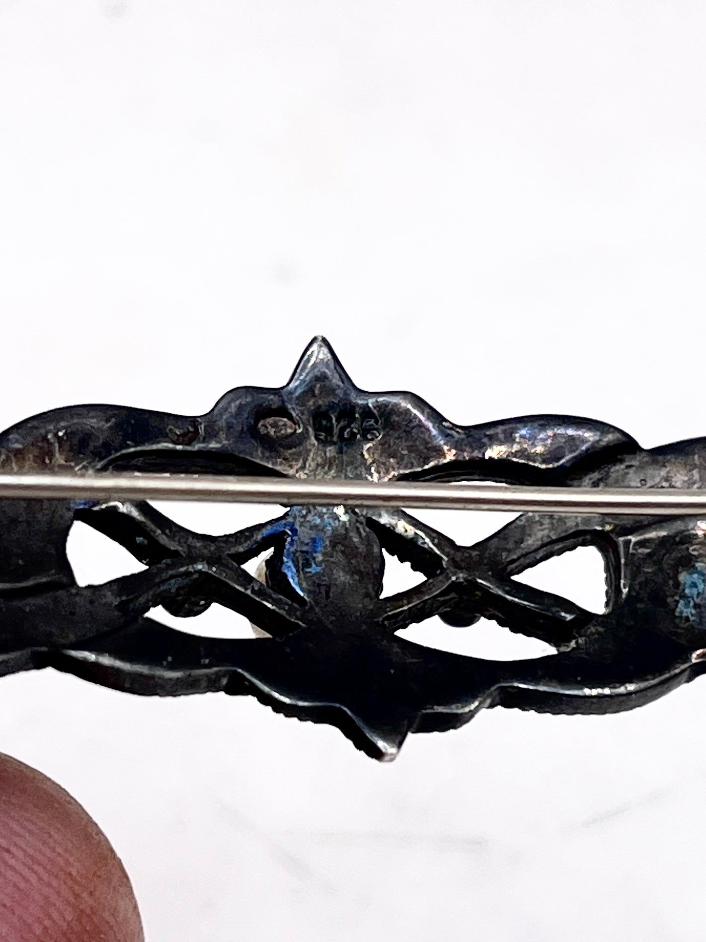 Anello Artigianale SPILLA LUNA PIENA Mod. SPILLA PERLA Realizzato con Antica spilla in Argento (Prima Metà del ’900)