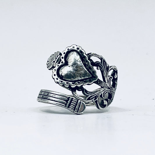 Anello Artigianale CUORE SACRO Mod. CLASSICO/SPIRALE Realizzato con Antica posata in Argento (Prima Metà del ’900)
