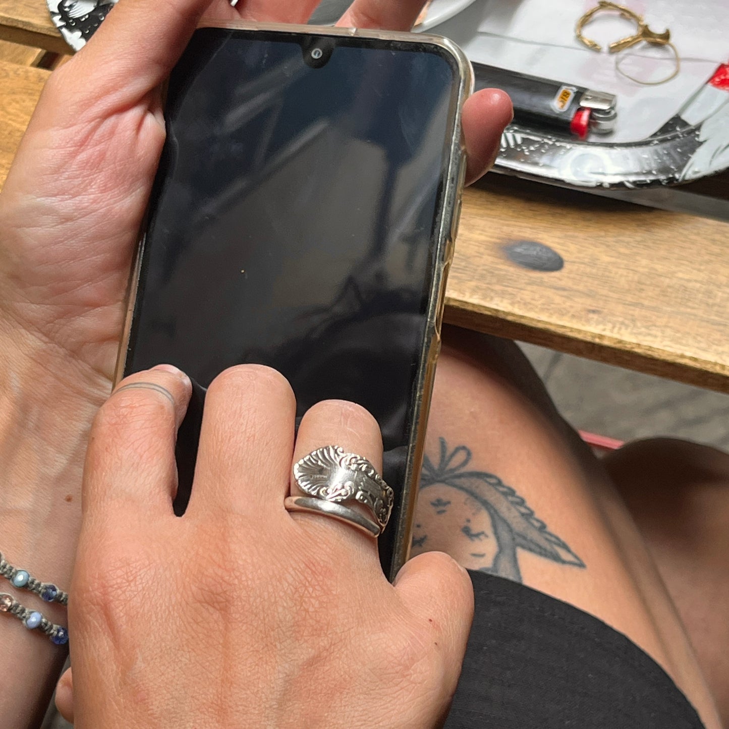 Anello Artigianale Mod. SPIRALE  Realizzato con Antica posata in Argento (Prima Metà del ’900)