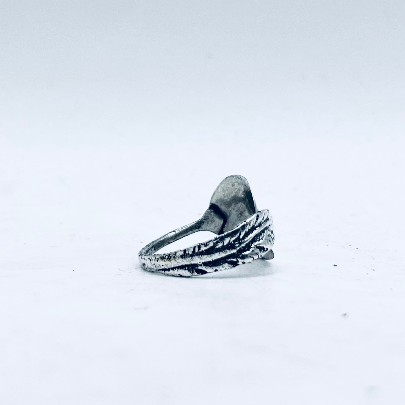Anello Artigianale PIUMA Mod. INTERO  Realizzato con intero Antico Cucchiaino in Argento (Prima Metà del ’900)