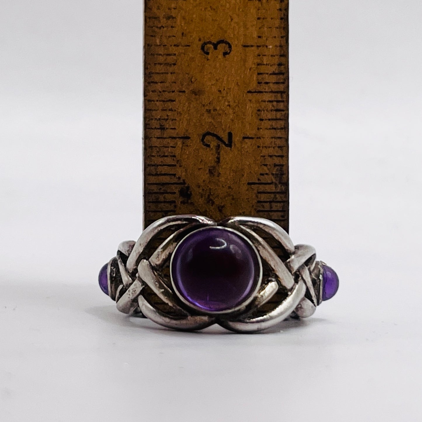 Anello Artigianale SPILLA CELTICA AMETISTA Mod. SPILLA Realizzato con Antica spilla in Argento (Prima Metà del ’900)