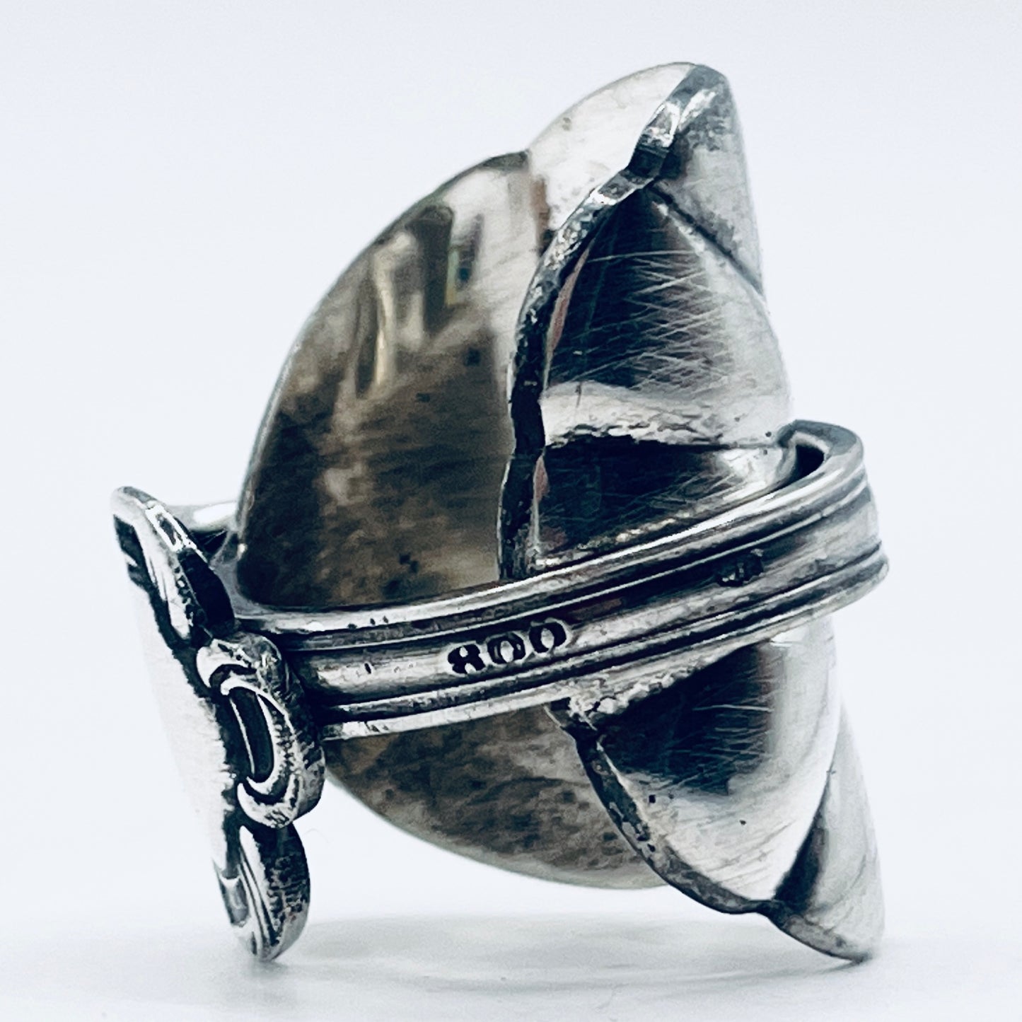 Anello Artigianale CONCHIGLIA Mod. INTERO  Realizzato con intero Antico Cucchiaino in Argento 800(Prima Metà del ’900)