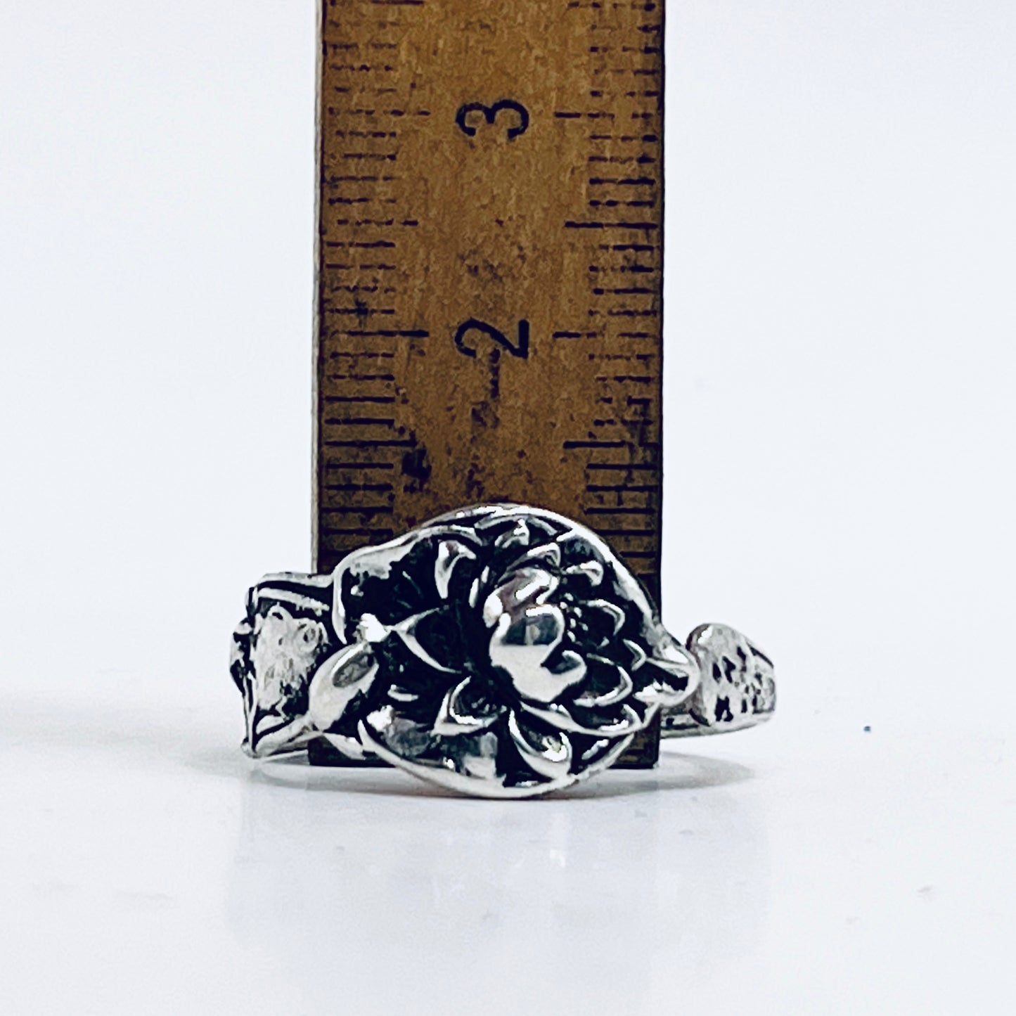 Anello Artigianale FIORE DI LOTO Mod. CLASSICO Realizzato con Antica posata in Argento (Prima Metà del ’900)