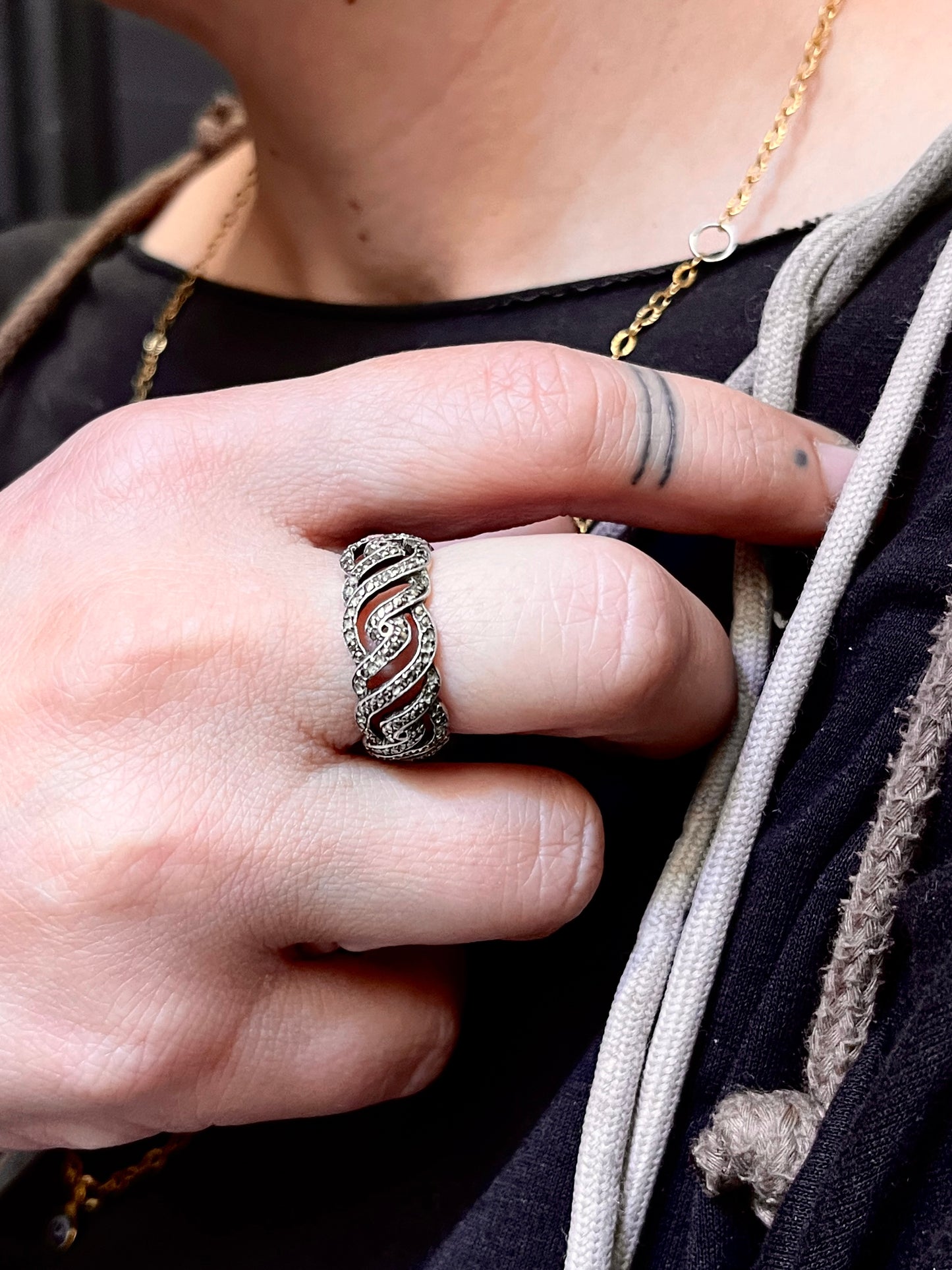 Anello Artigianale SPILLA INTRECCIO Mod. SPILLA Realizzato con Antica spilla in Argento (Prima Metà del ’900)