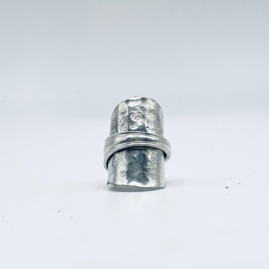 Anello Artigianale Mod. INTERO  MARTELLATO Realizzato con intero Antico Cucchiaino in Argento (Prima Metà del ’900)