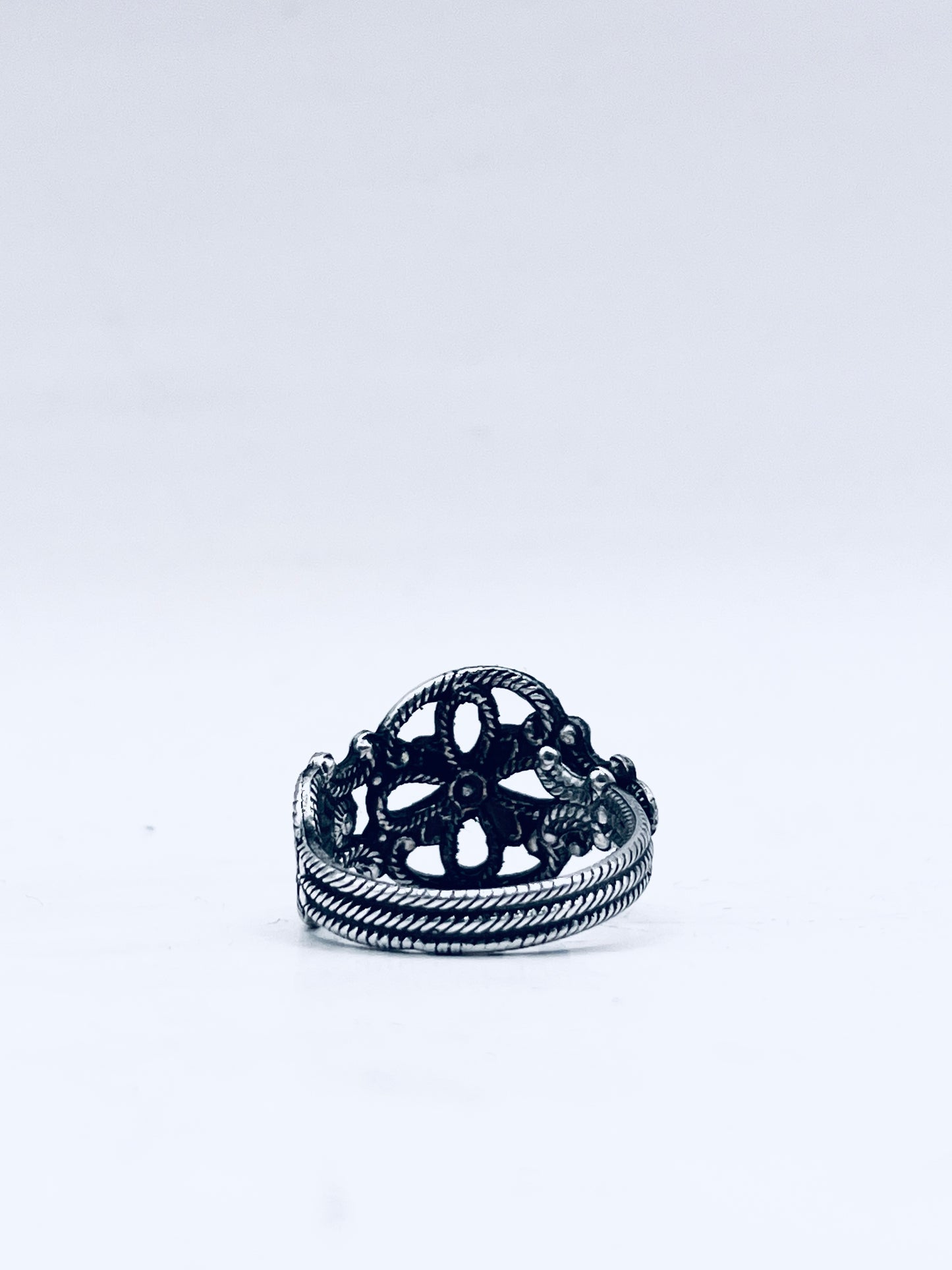 Anello Artigianale QUADRIFOGLIO Mod. CLASSICO  Realizzato con intero Antico Cucchiaino in Argento 800(Prima Metà del ’900)