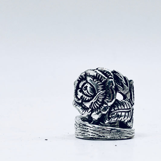 Anello Artigianale ROSA GRANDE Mod. SPIRALE/CLASSICO  Realizzato con Antica posata in Argento (Prima Metà del ’900)