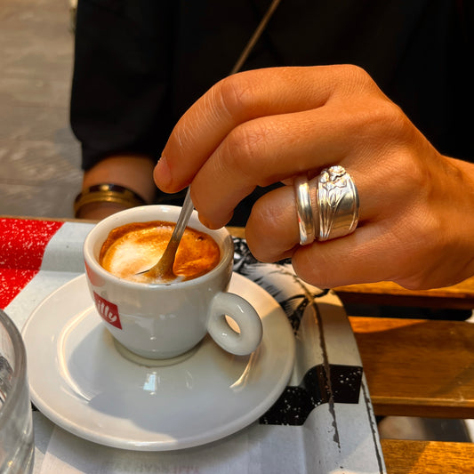 Anello Artigianale NARCISO Mod. CLASSICO/SPIRALE  Realizzato con Antica posata in Argento (Prima Metà del ’900)