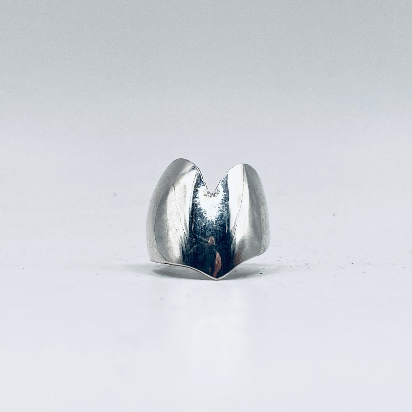 Anello Artigianale GRANDE CUORE Mod. CLASSICO  Realizzato con Antica posata in Argento (Prima Metà del ’900)