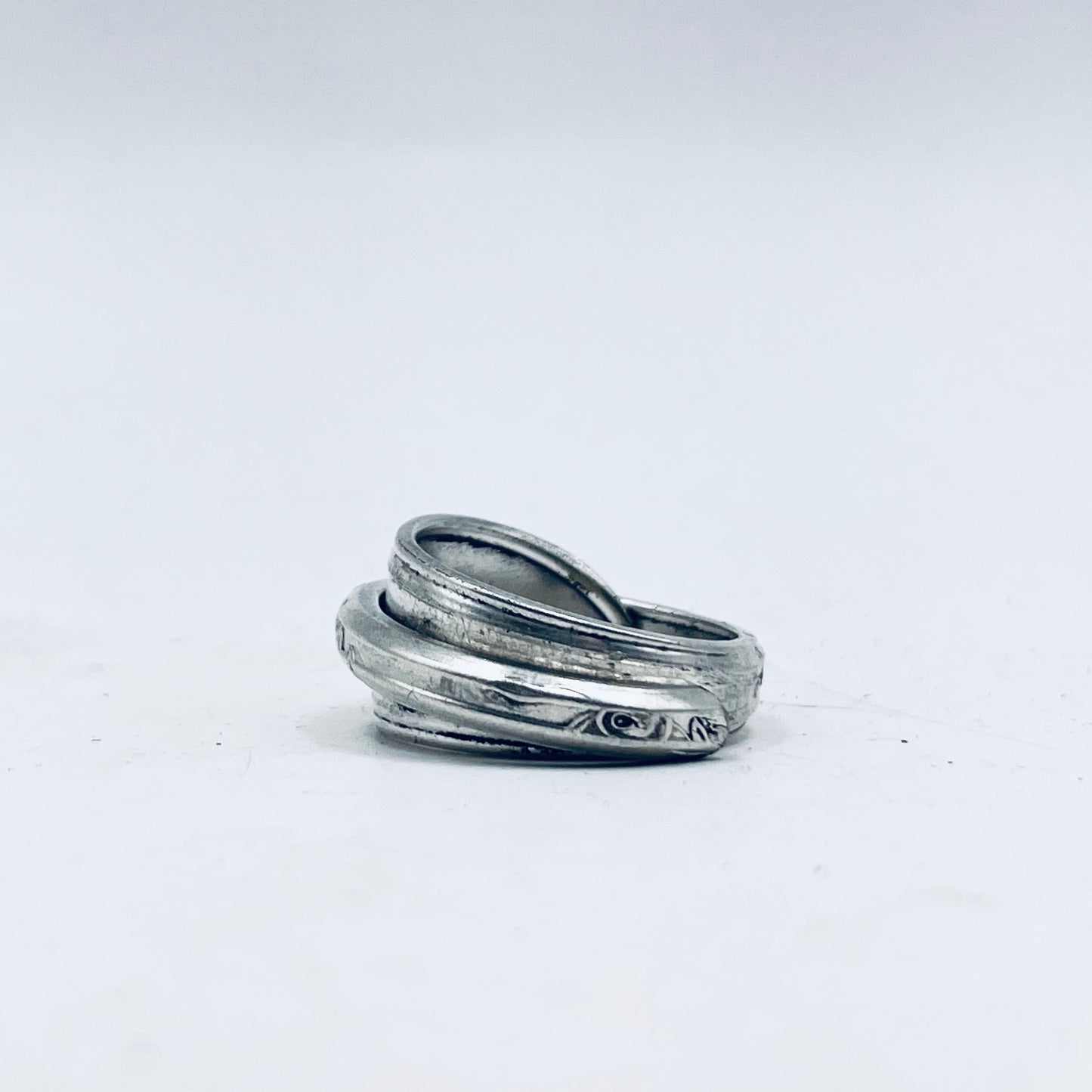 Anello Artigianale FEDINA SOVRAPPOSTA Mod. CLASSICO  Realizzato con Antica posata (Prima Metà del ’900)