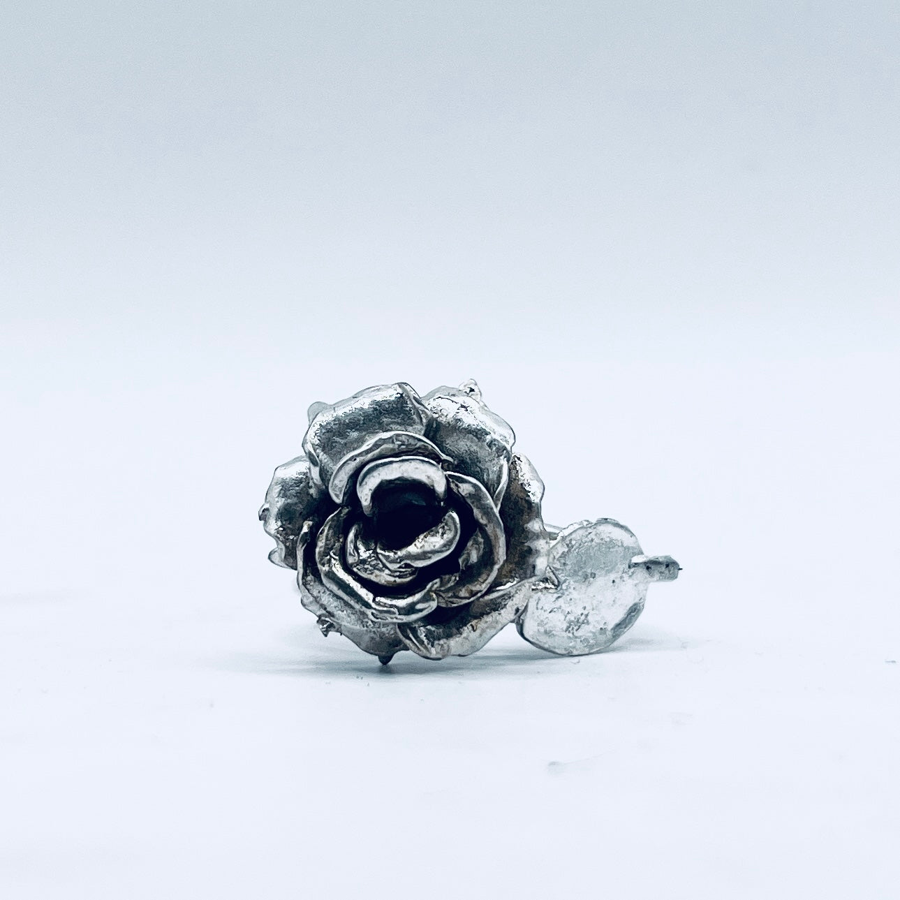 Anello Artigianale + Orecchini (omaggio) ROSA 02 Mod. CLASSICO  Realizzato con Antica SPILLA in Argento 800(Prima Metà del ’900)